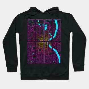 Bordeaux, France City Map Typography - Neon Hoodie